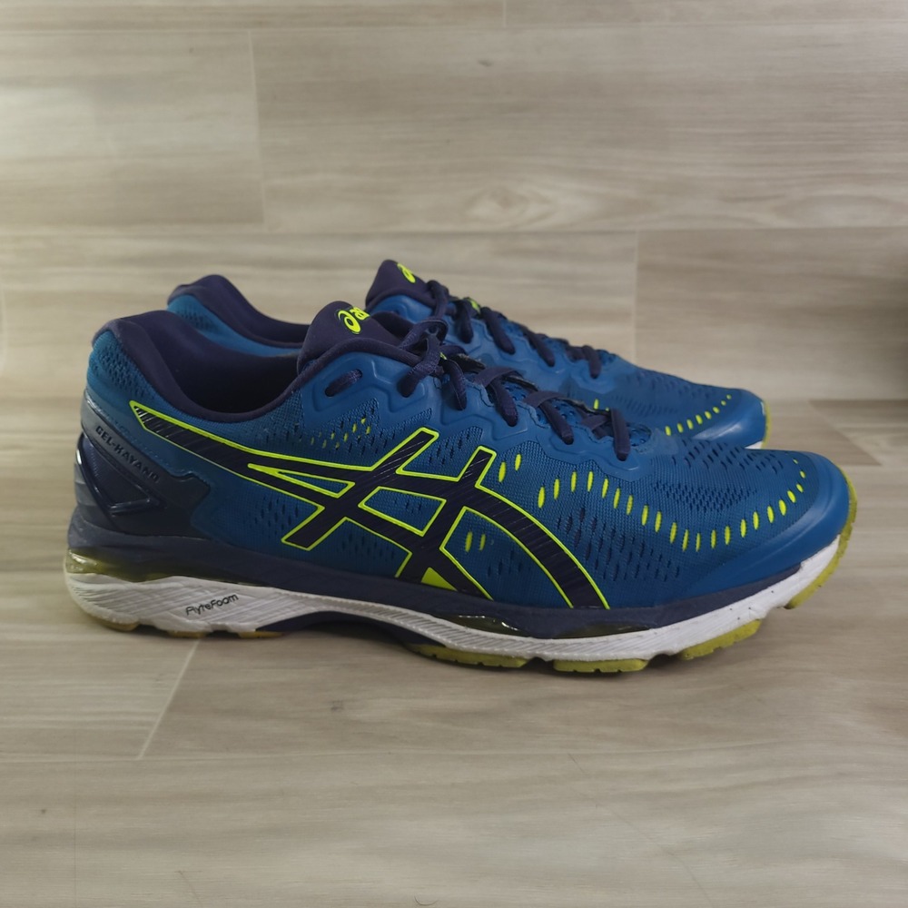 Asics Gel-Kayano 23 Running Shoes Mens Blue Lime Green Stability Sneakers